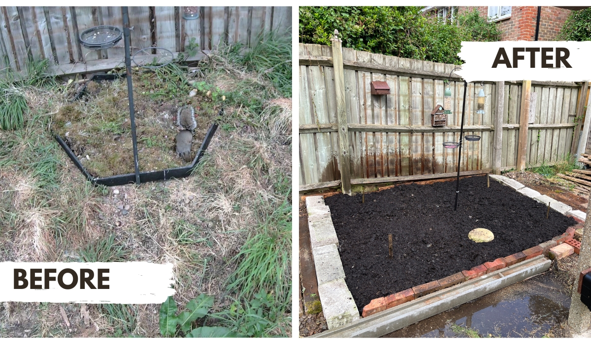 Before and after garden picture